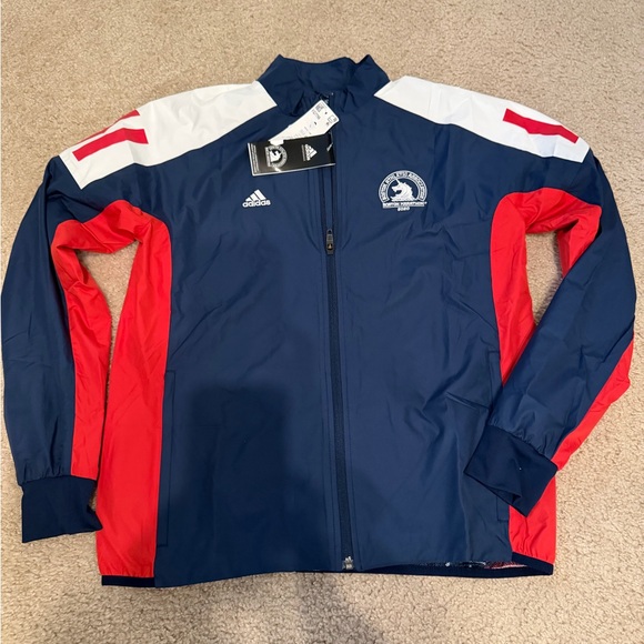 Adidas Boston Marathon 2020 Full Zip Jacket - Navy/Red New with Tags